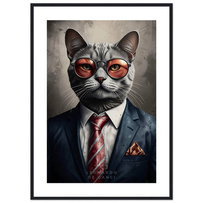 Tableau d'un chat - Affiche d'un chat - lunette - costume - Léonardo de Ganci