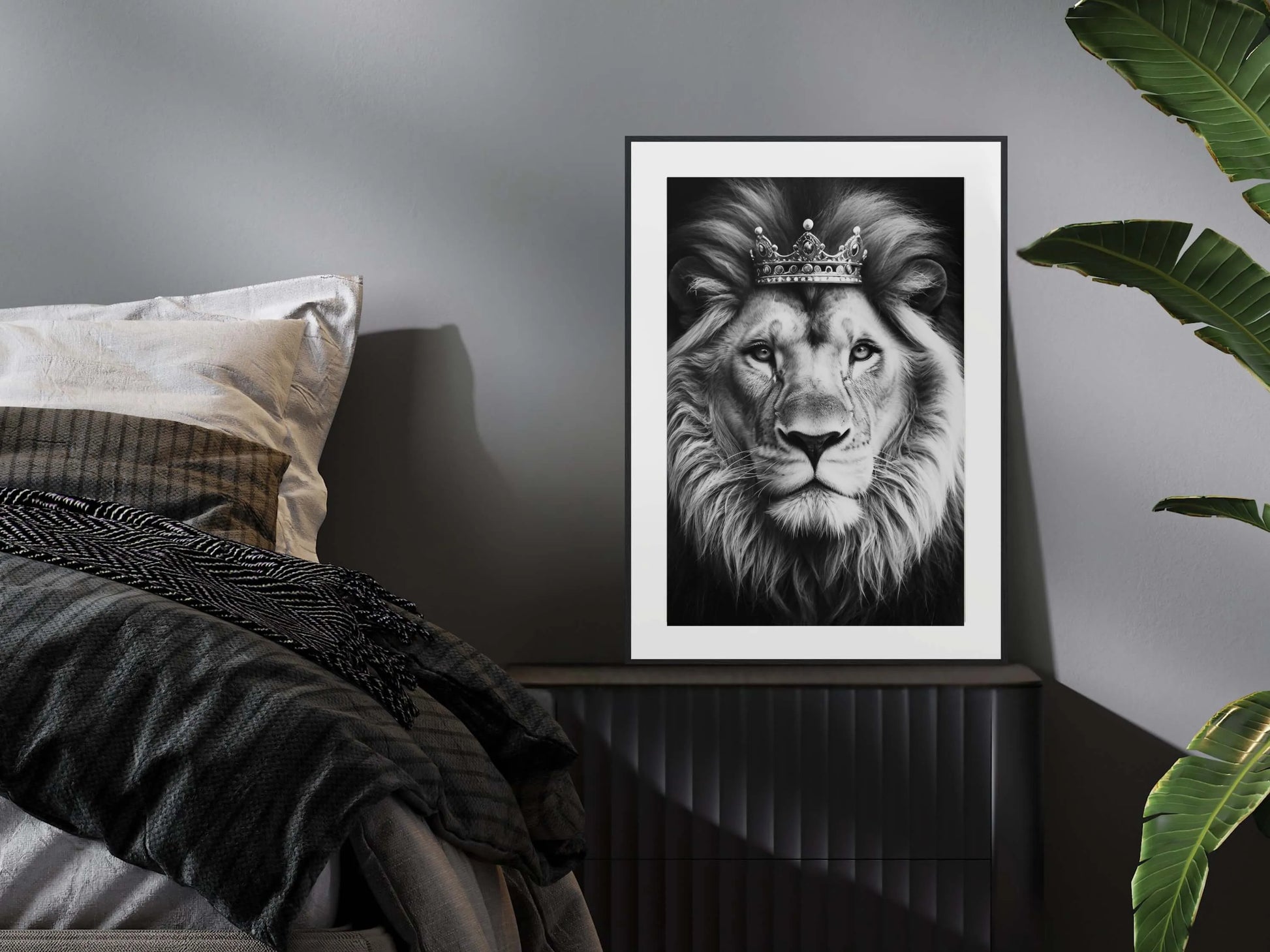 Tableau d'un lion - Affiche roi de la jungle - Couronne - Léonardo de Ganci