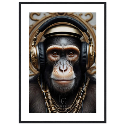 Tableau singe maitre du son - Affiche d'un singe - Casque - Léonardo de Ganci